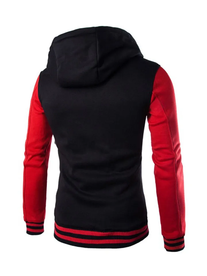 Men’s Slouchy Drawstring Hood Front Button Fastening Long Sleeve Sweatshirt