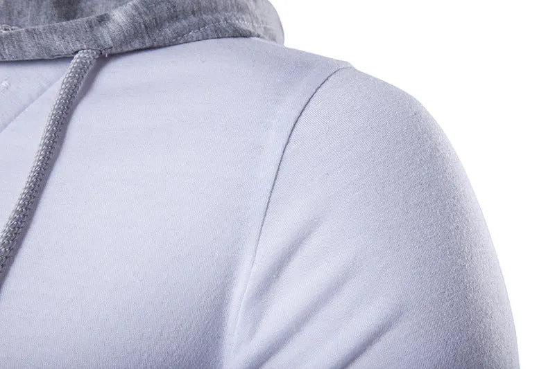 Men's Youth Personality Long Sleeves Color Block Hooded T-shirt