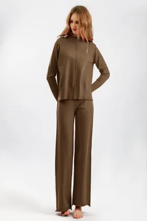 Mock Neck Long Sleeve Top and Pants Sweater Set