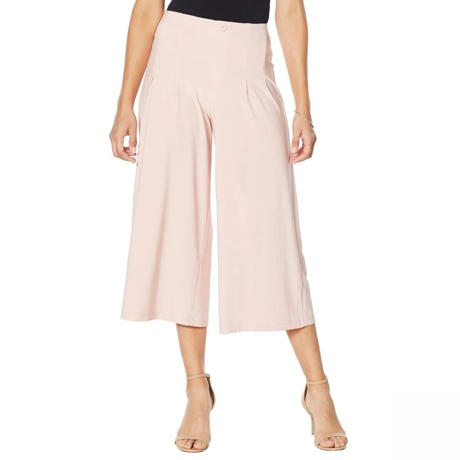 Nina Leonard Womens Tummy Smoothing Culotte Palazzo Pant 703749 Pink M