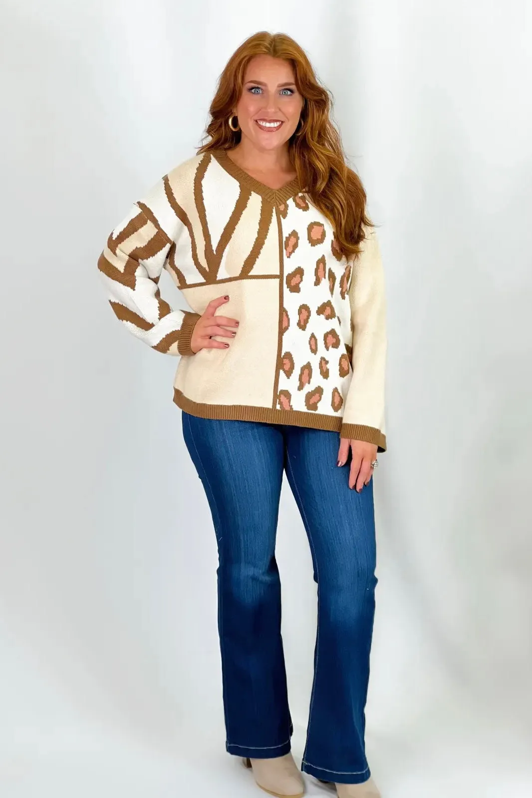 Off White V-Neck Slouchy Sweater *Final Sale*