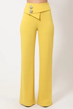 Oversized Button Front Detail Pants