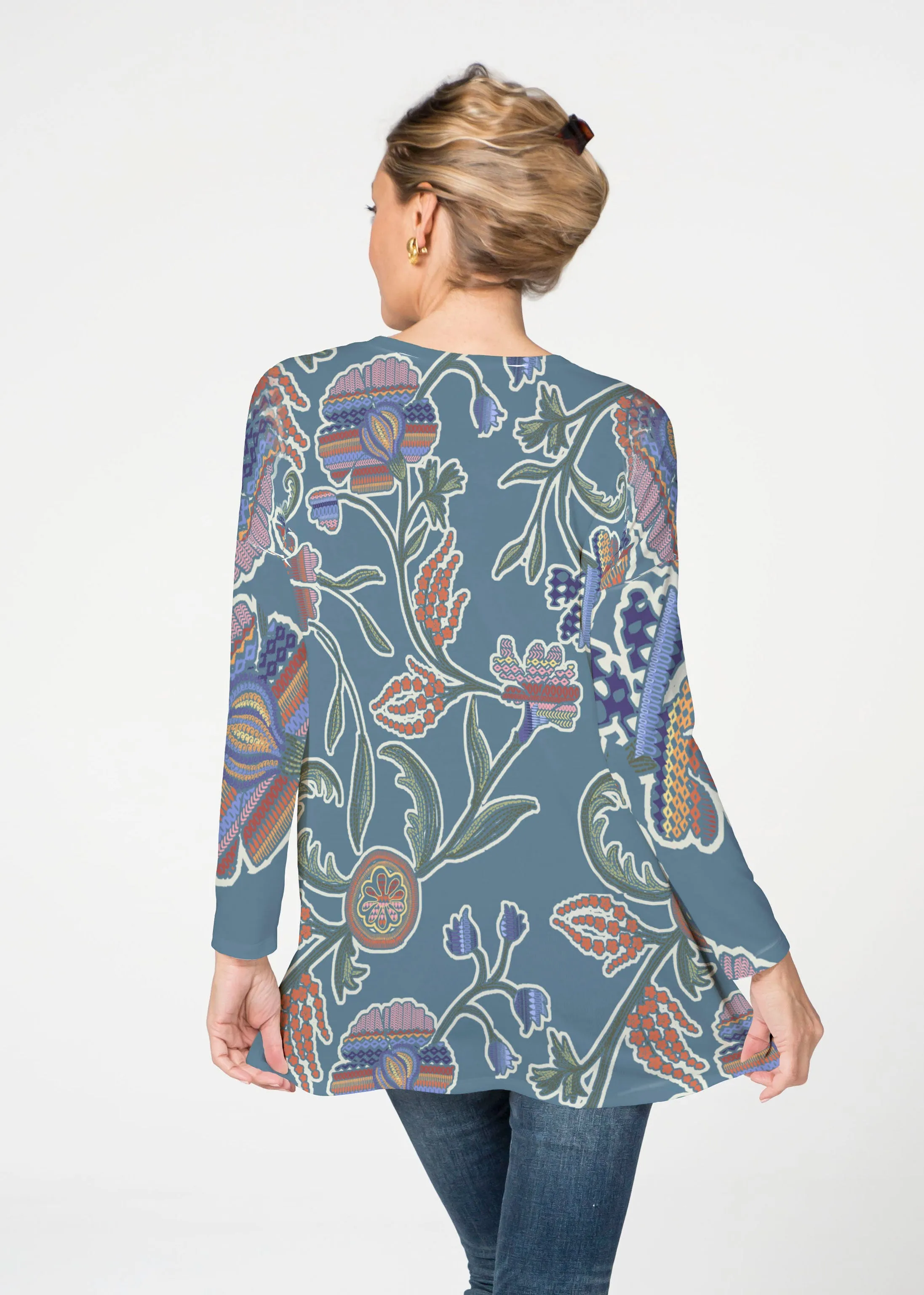 Patterns At Play Blue (7827) Slouchy Butterknit Top
