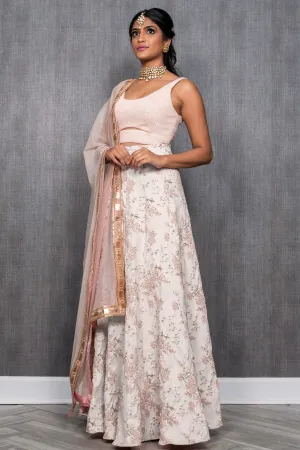 PAYAL Blush Pink Floral Lehenga Skirt