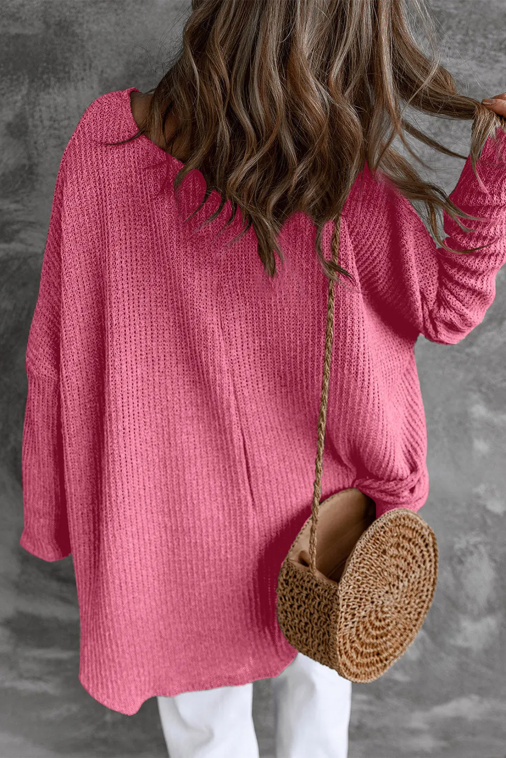 Pirouette Slouchy Dolman Sleeve High Low Sweater