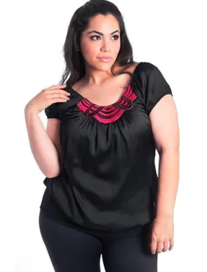 Plus Size Cap Sleeve Black Babydoll