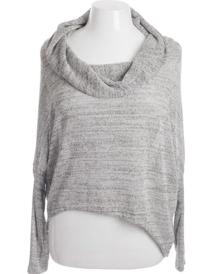 Plus Size Sparkling Loose Knit Cowl Neck Top