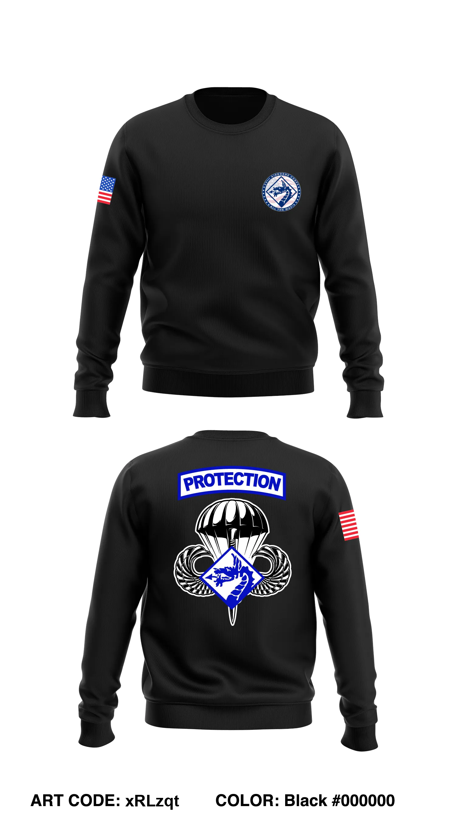 Protection Cell, XVIII ABN Corps Core Men's Crewneck Performance Sweatshirt - xRLzqt