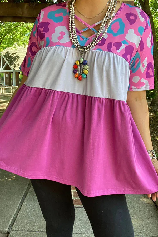 Purple, Lavender, Leopard baby doll top