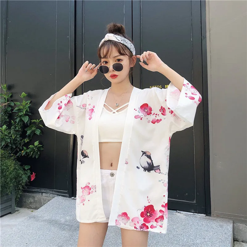 "JAPANESE PRINTED LOOSE" SUNSCREEN KIMONO D051403