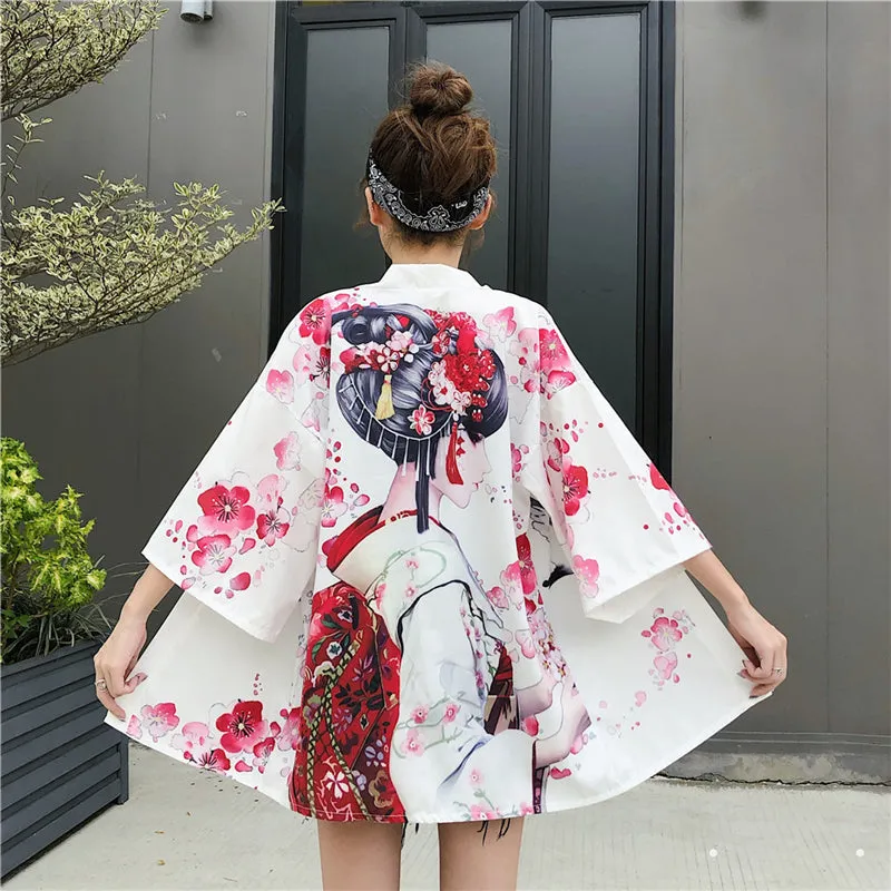 "JAPANESE PRINTED LOOSE" SUNSCREEN KIMONO D051403
