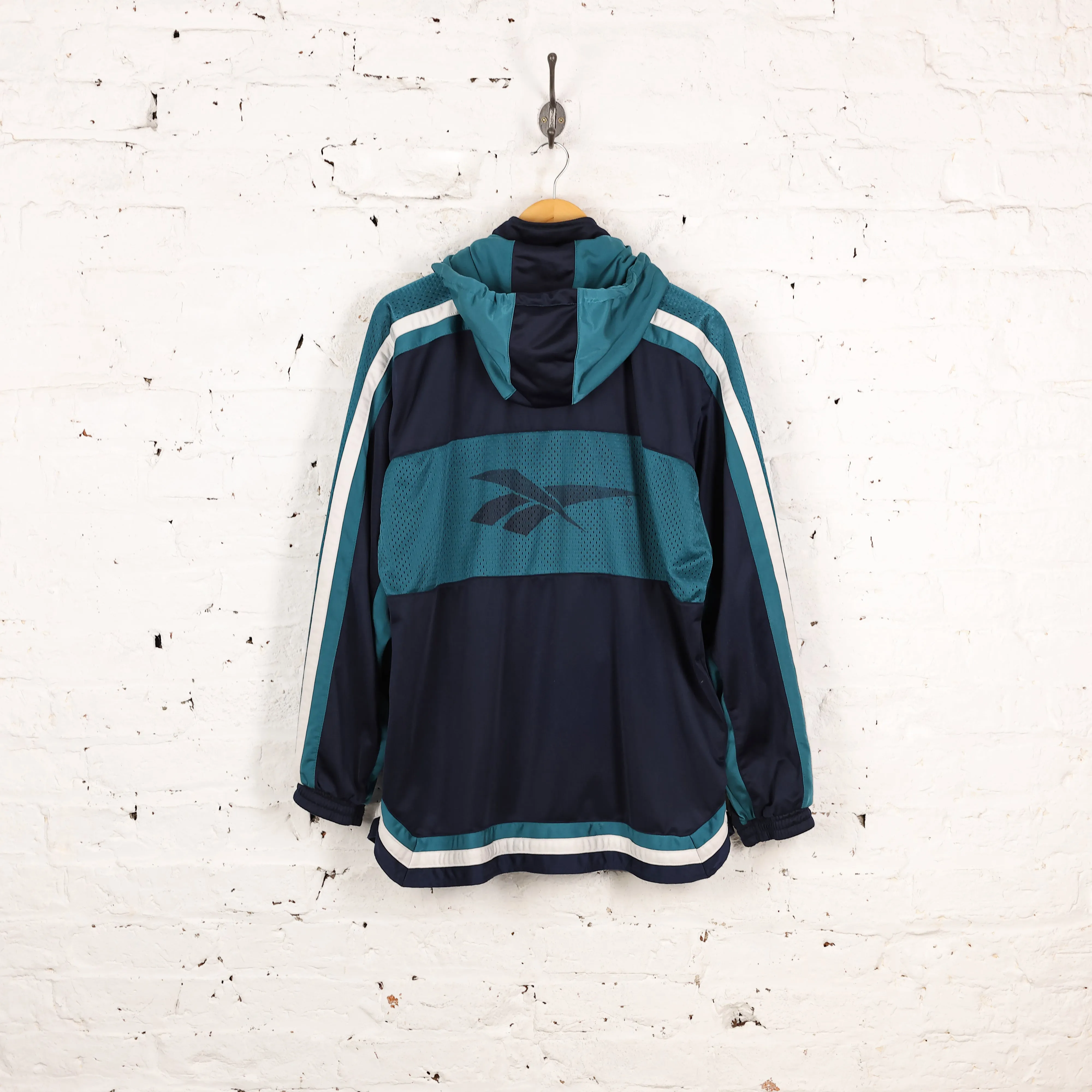 Reebok 90s Hooded Tracksuit Top Jacket - Blue - L