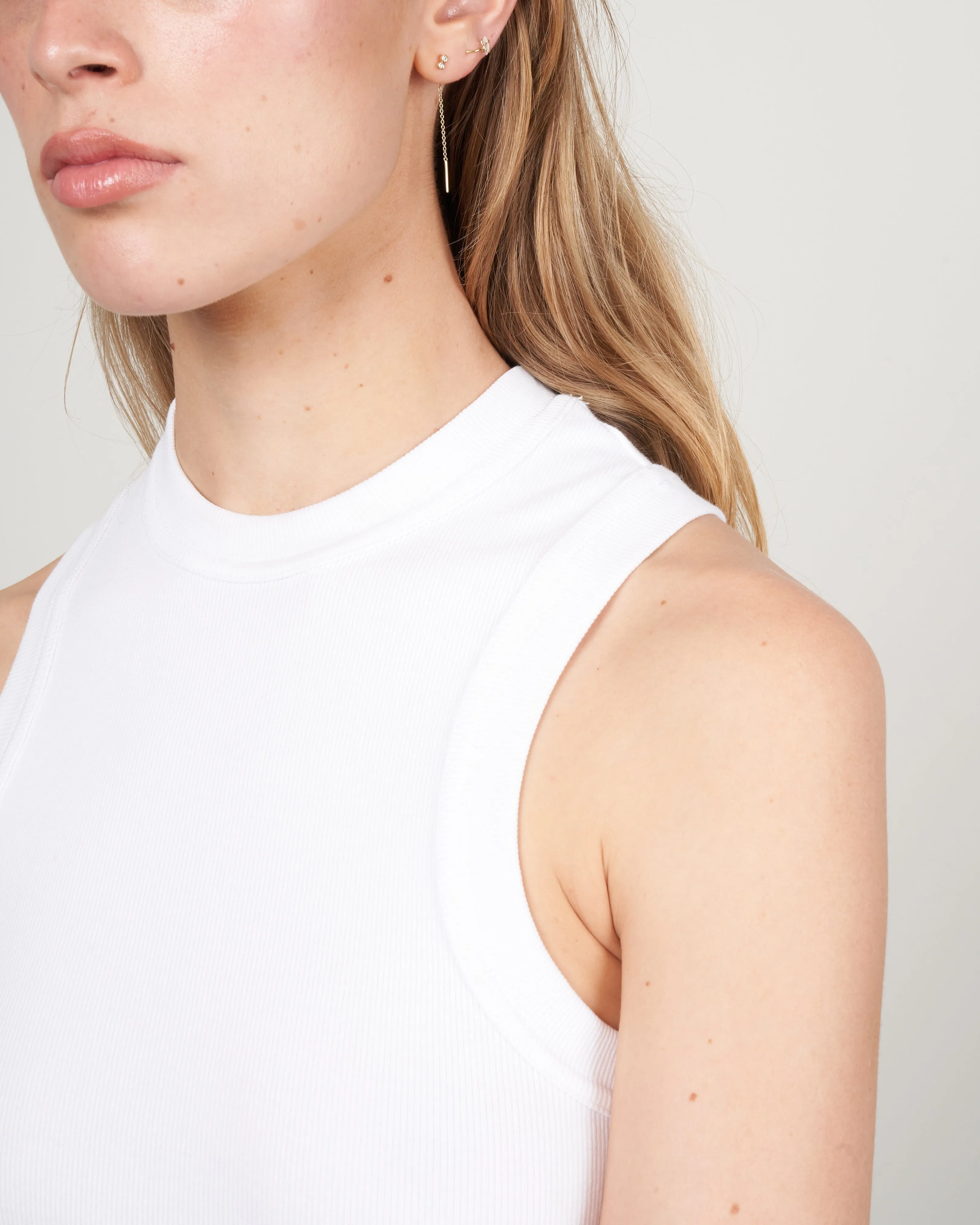 ribbed cropped tank - white white