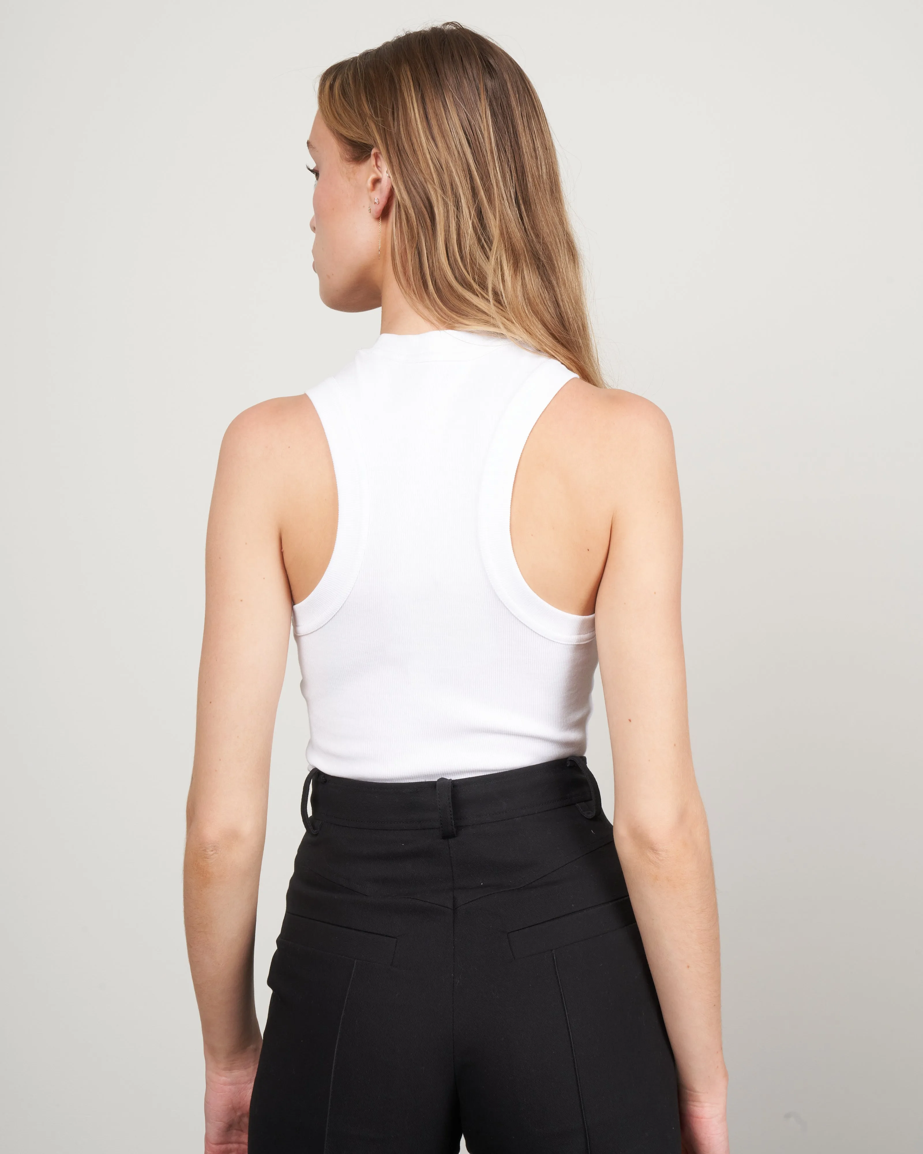 ribbed cropped tank - white white
