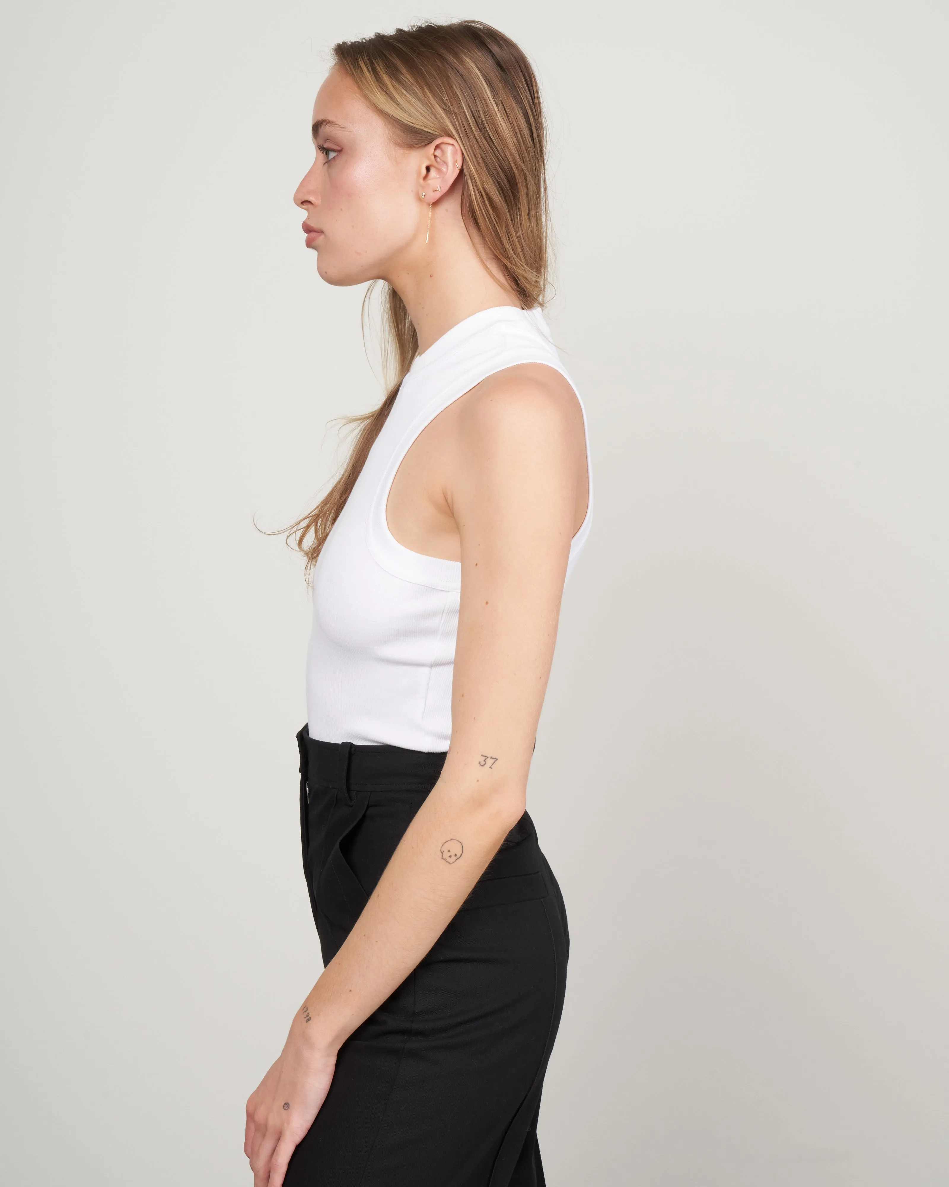 ribbed cropped tank - white white