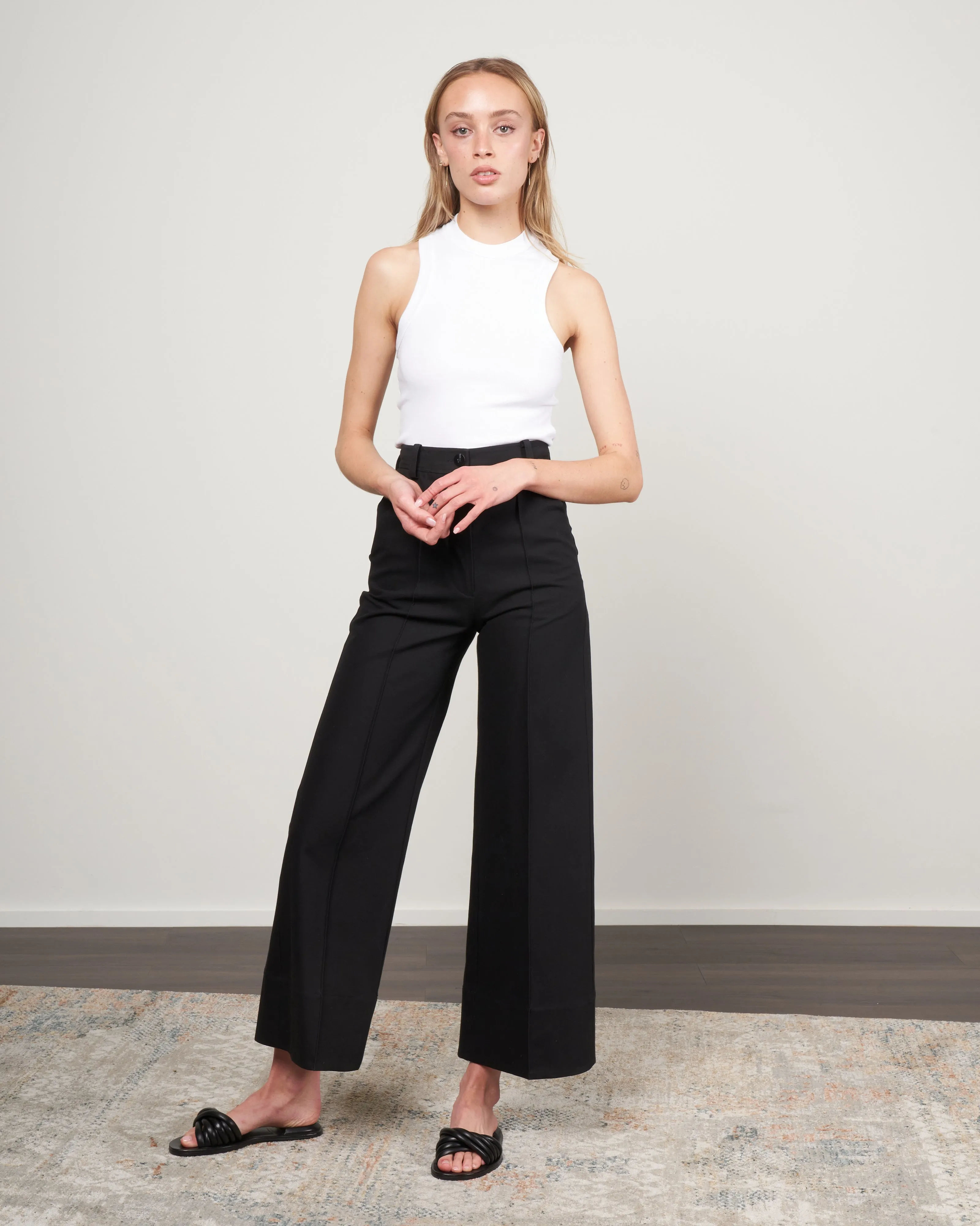 ribbed cropped tank - white white