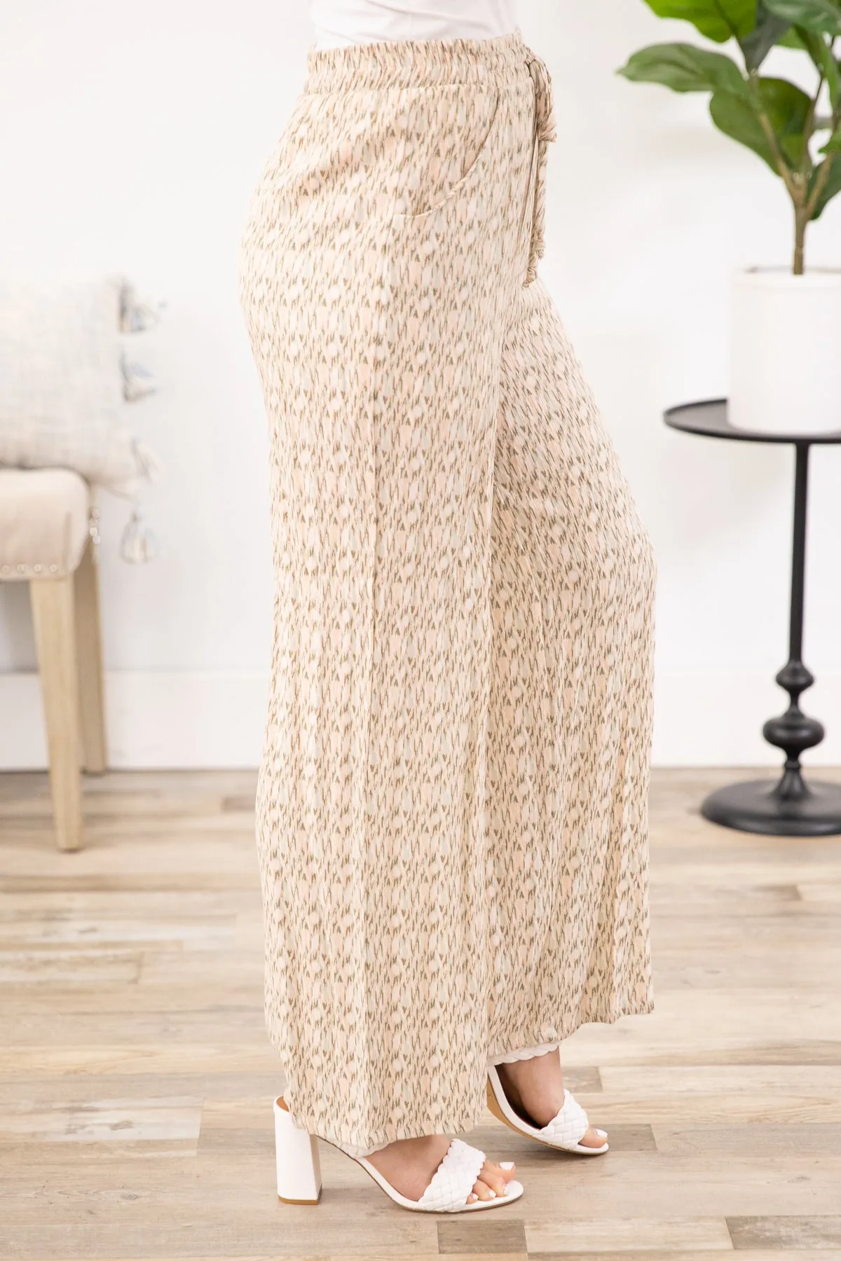 Sage Elastic Drawstring Waist Flared Pants