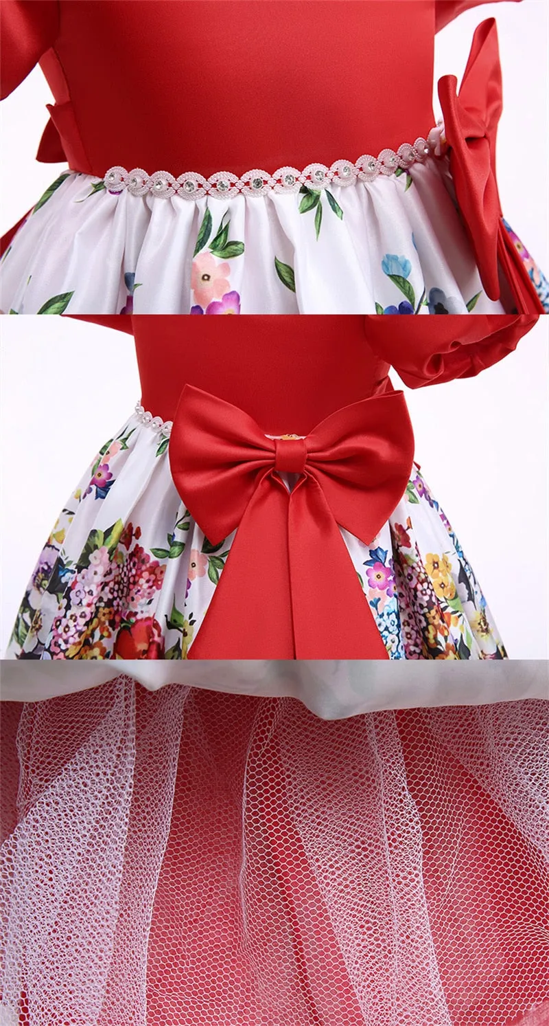 Satin Dress with Open Back and Bow for Little Girls - Pink