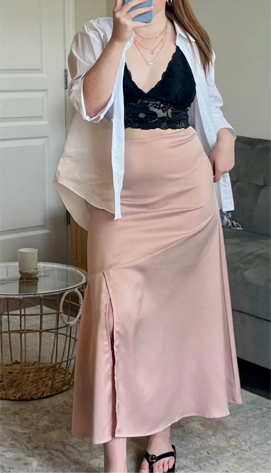Satin Midi-Skirt