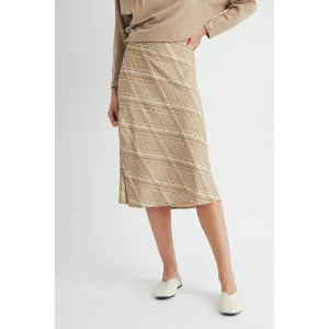 Satin Print Skirt - Taupe