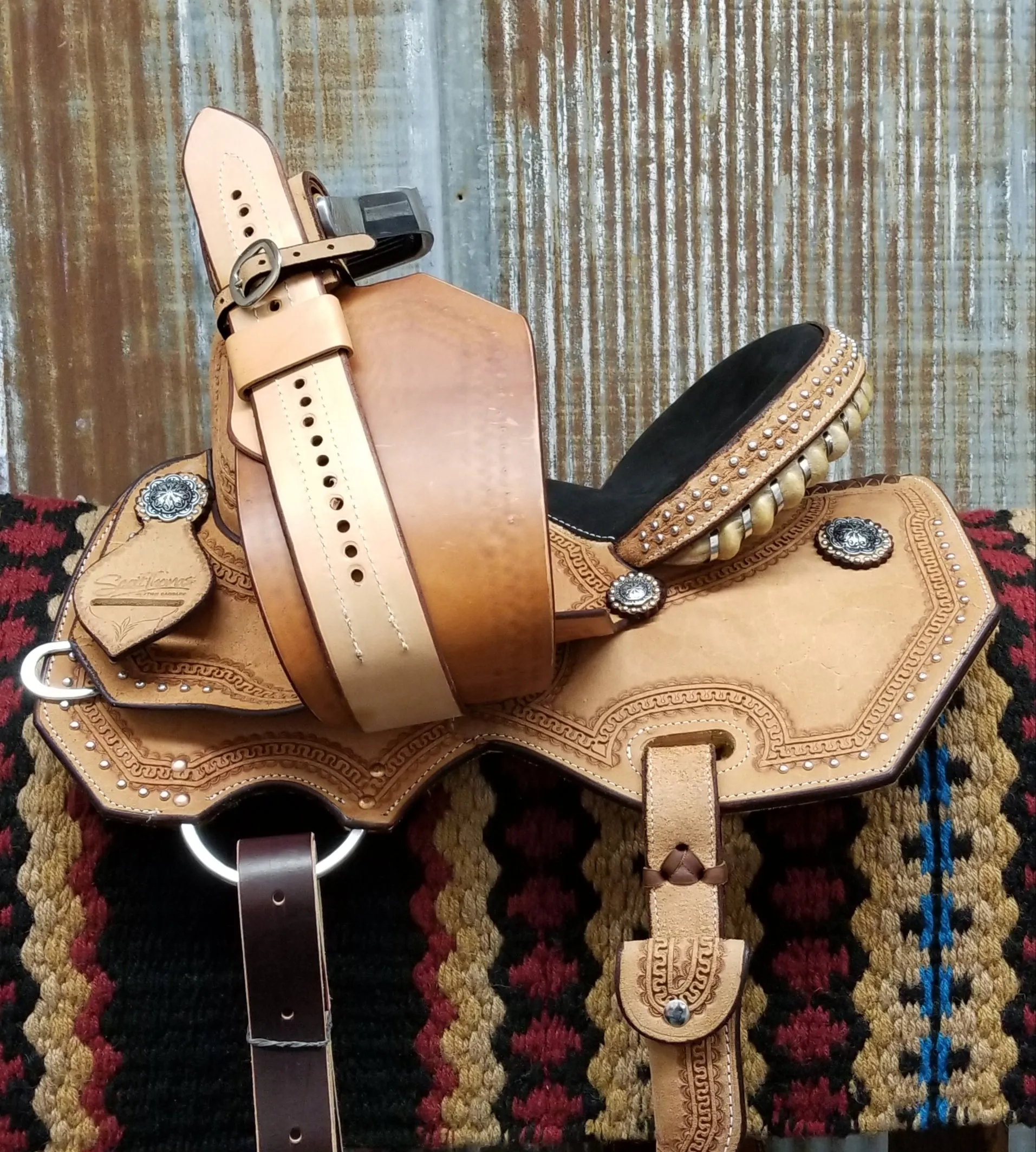 Scott Thomas Natural Leather Barrel Racer Saddle