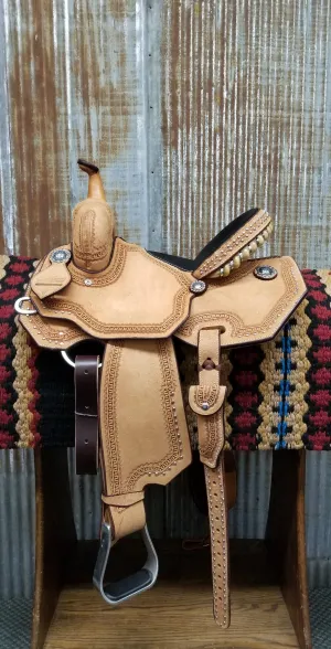 Scott Thomas Natural Leather Barrel Racer Saddle