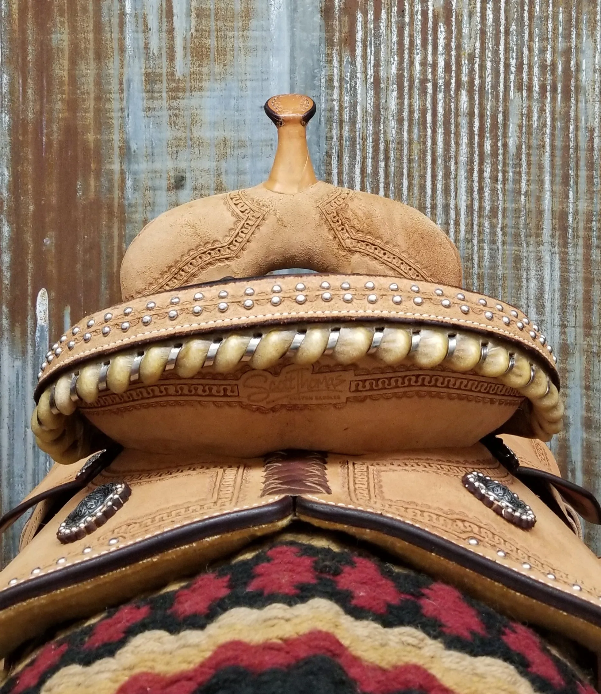 Scott Thomas Natural Leather Barrel Racer Saddle