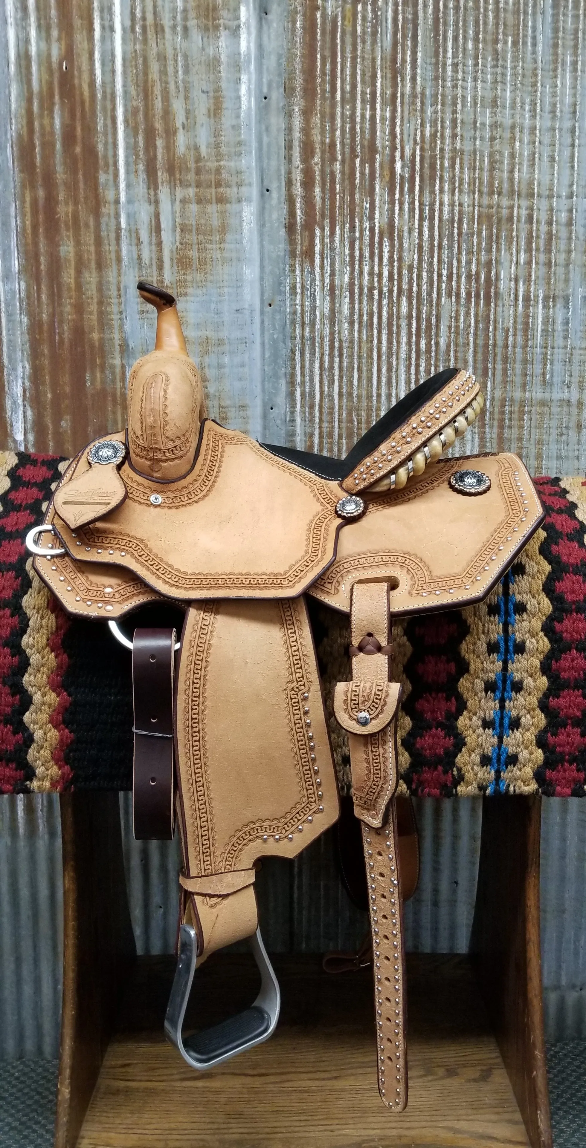 Scott Thomas Natural Leather Barrel Racer Saddle
