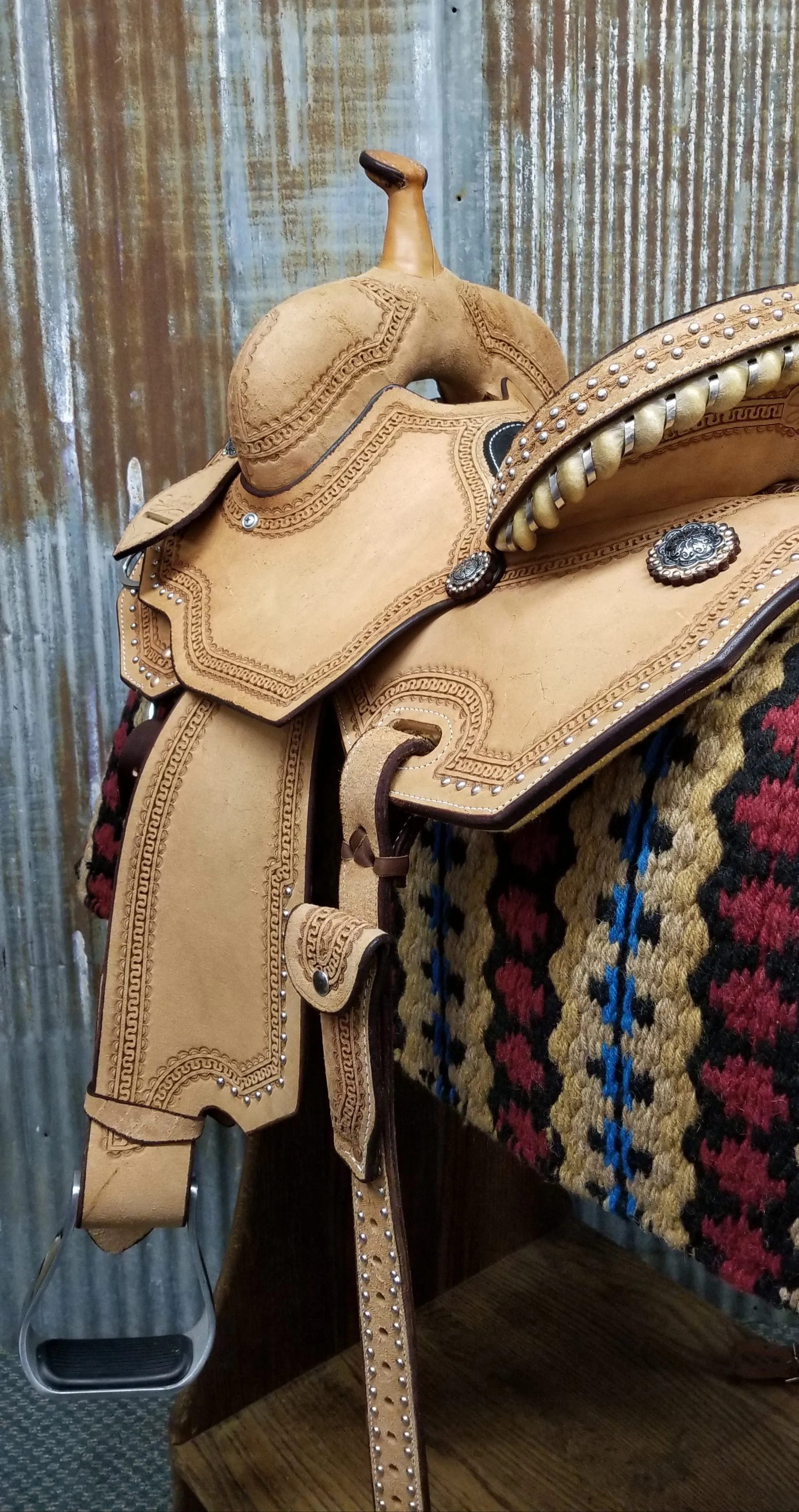 Scott Thomas Natural Leather Barrel Racer Saddle