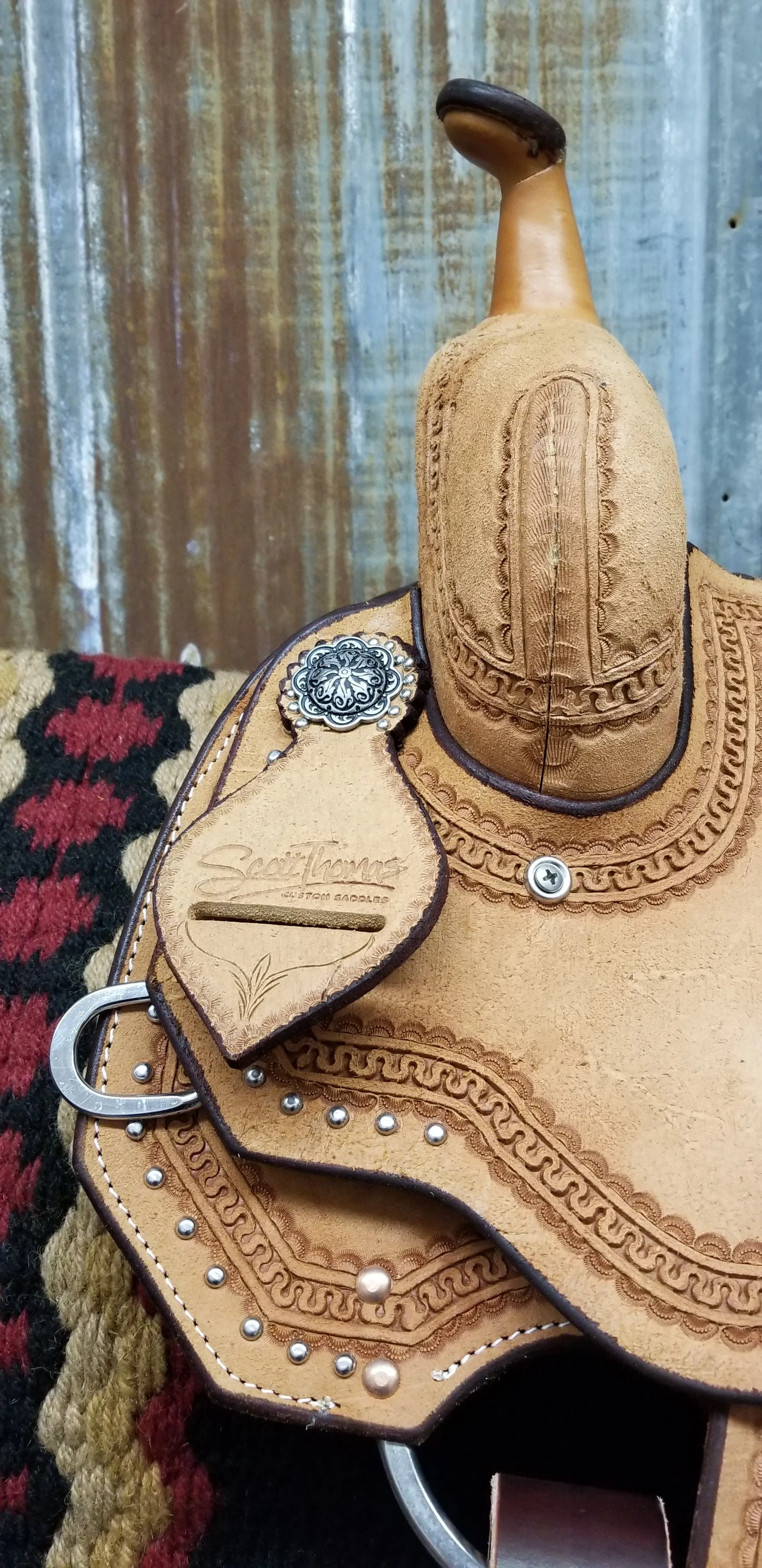 Scott Thomas Natural Leather Barrel Racer Saddle