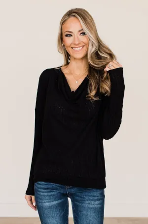 See You Soon Slouchy Knit Top- Black