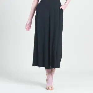 Soft Textured Rayon - Side Pocket Culotte Pant - Black - Final Sale!