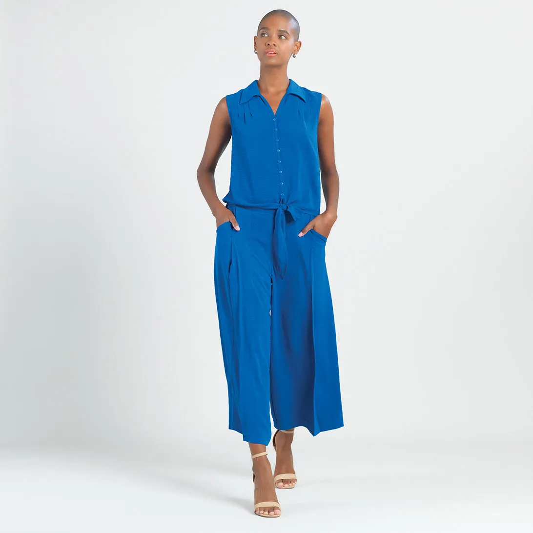 Soft Textured Rayon - Side Pocket Culotte Pant - Cobalt - Final Sale!