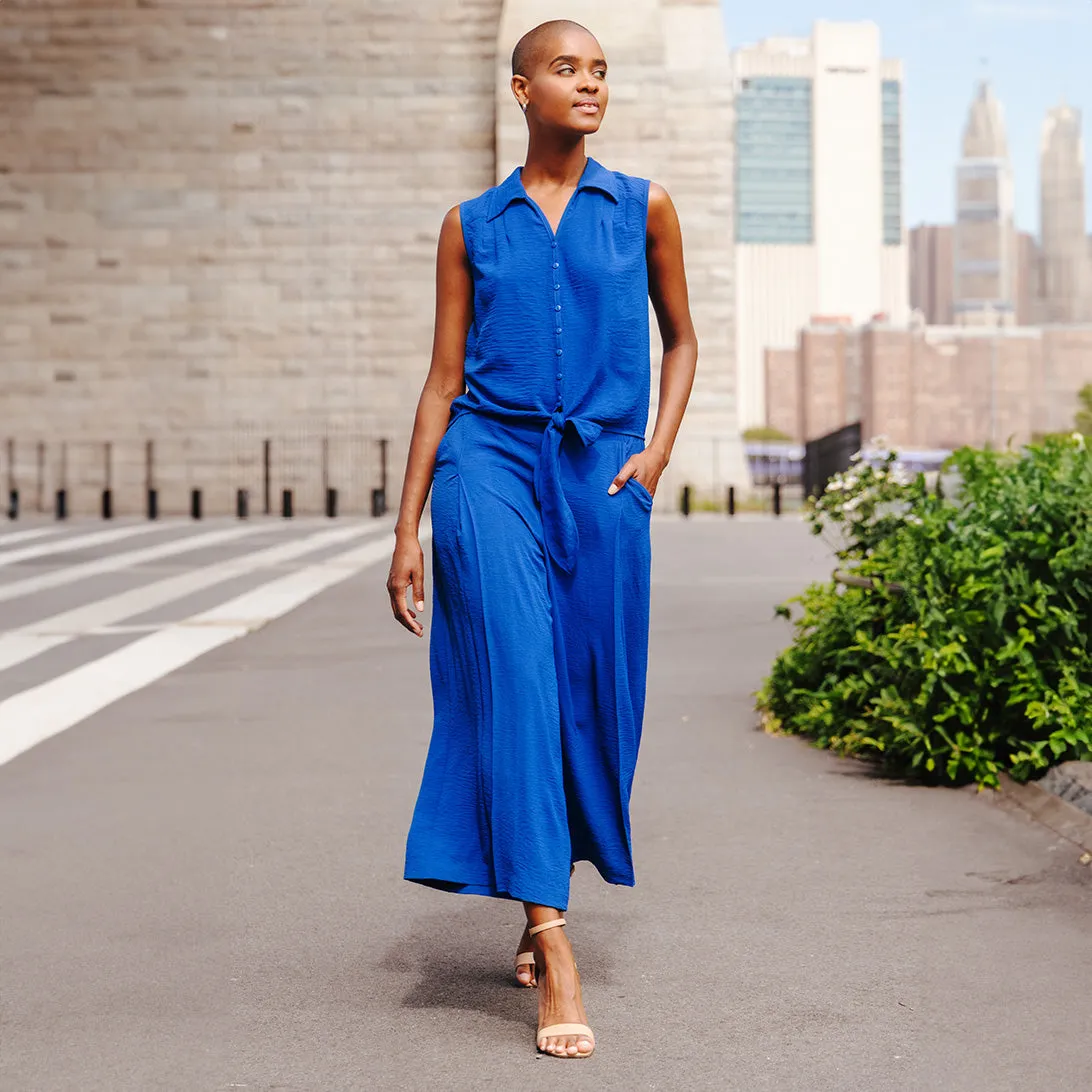 Soft Textured Rayon - Side Pocket Culotte Pant - Cobalt - Final Sale!