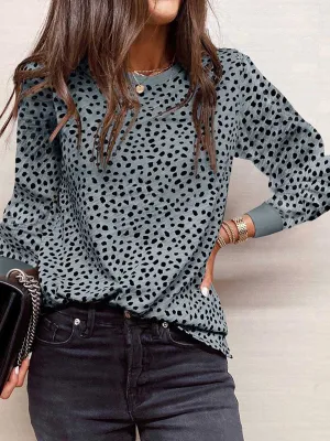 Stunncal Thin Printed Long Sleeve Loose Sweatshirt