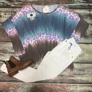 Tie Dye Animal Print Top