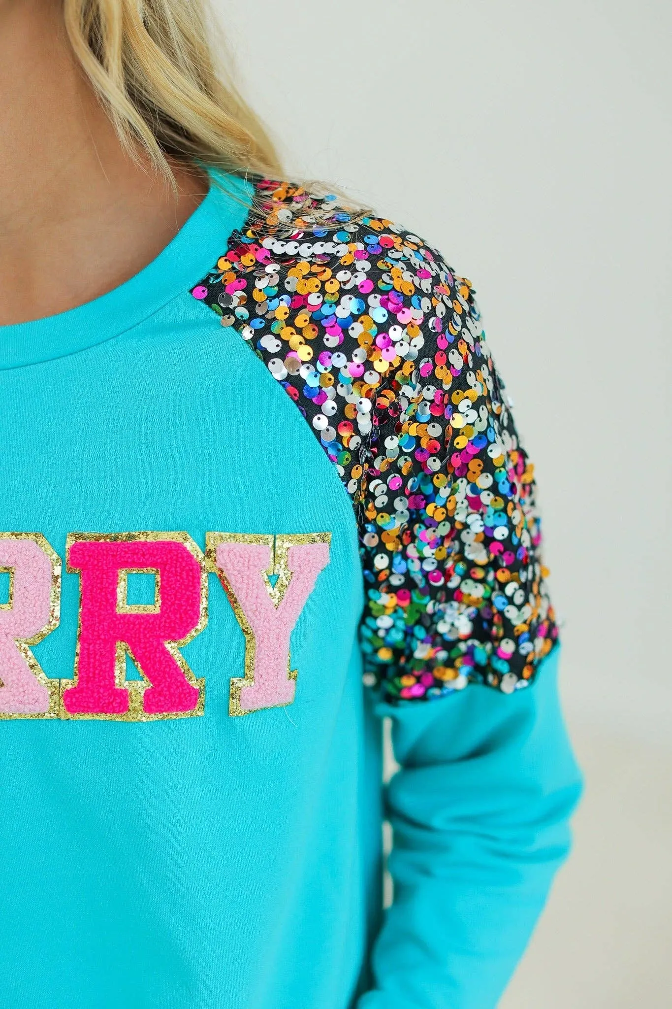 Turquoise MERRY Sweatshirt