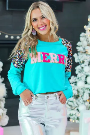 Turquoise MERRY Sweatshirt