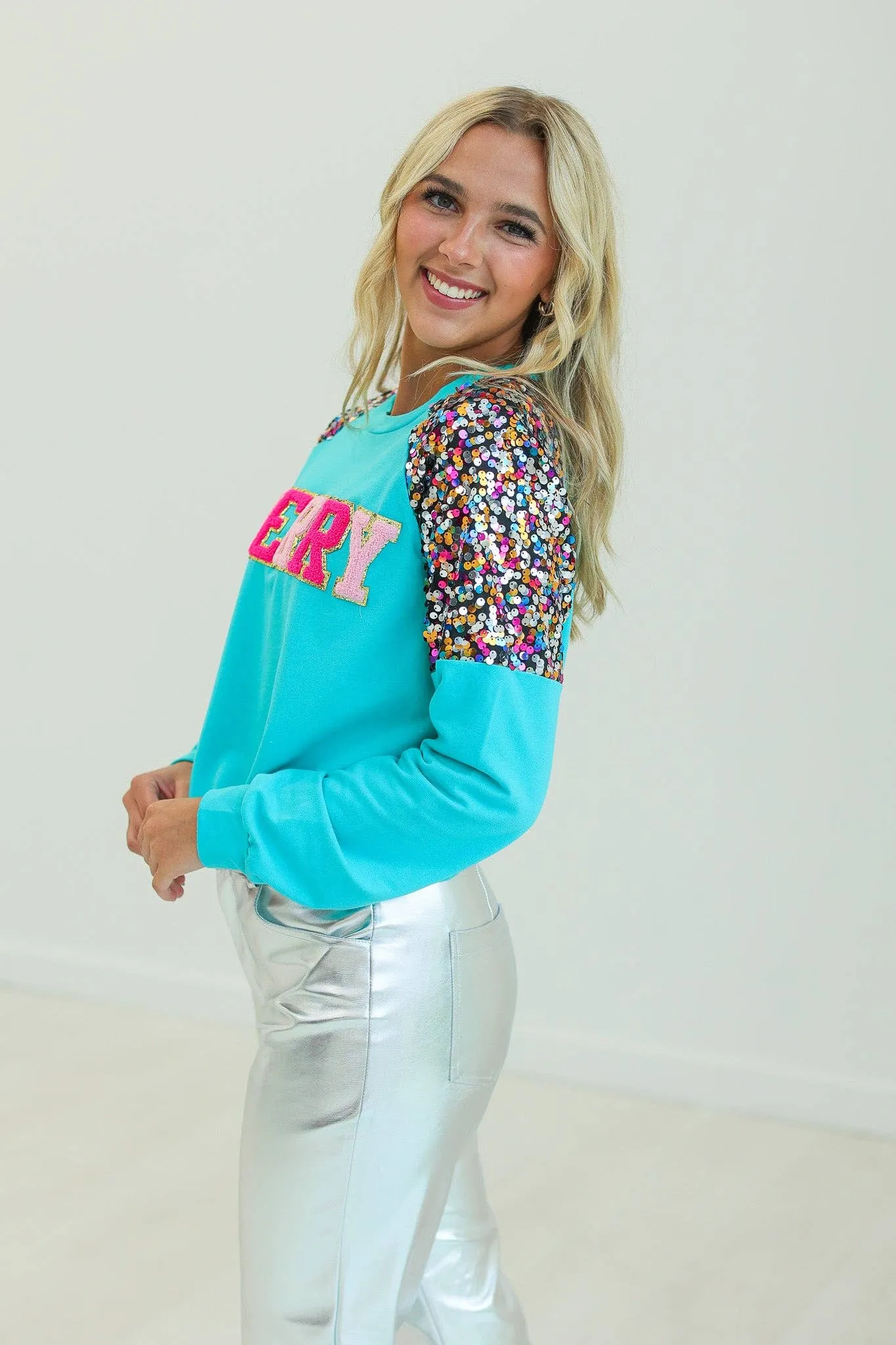 Turquoise MERRY Sweatshirt