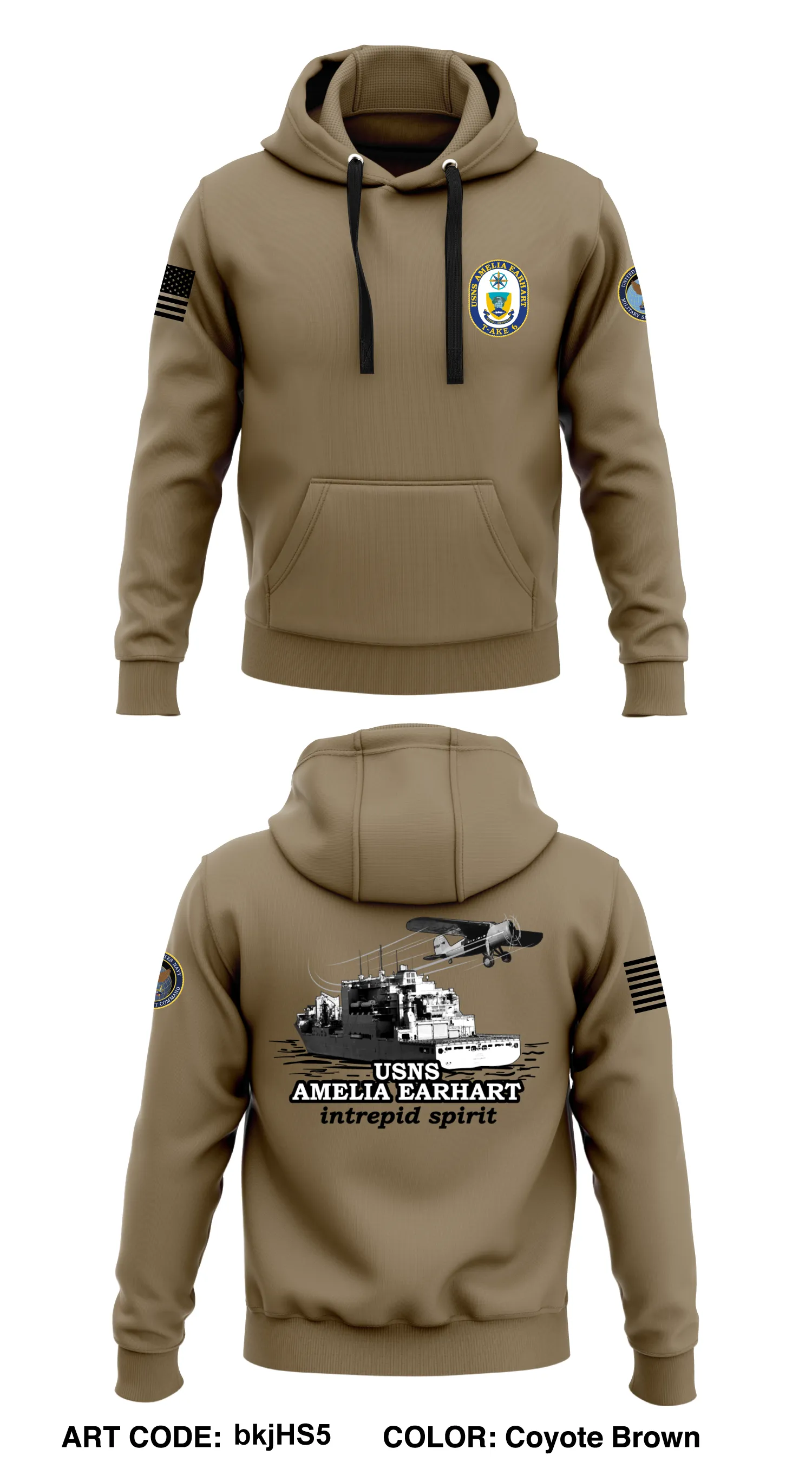 USNS AMELIA EARHART  Core Men's Hooded Performance Sweatshirt - bkjHS5