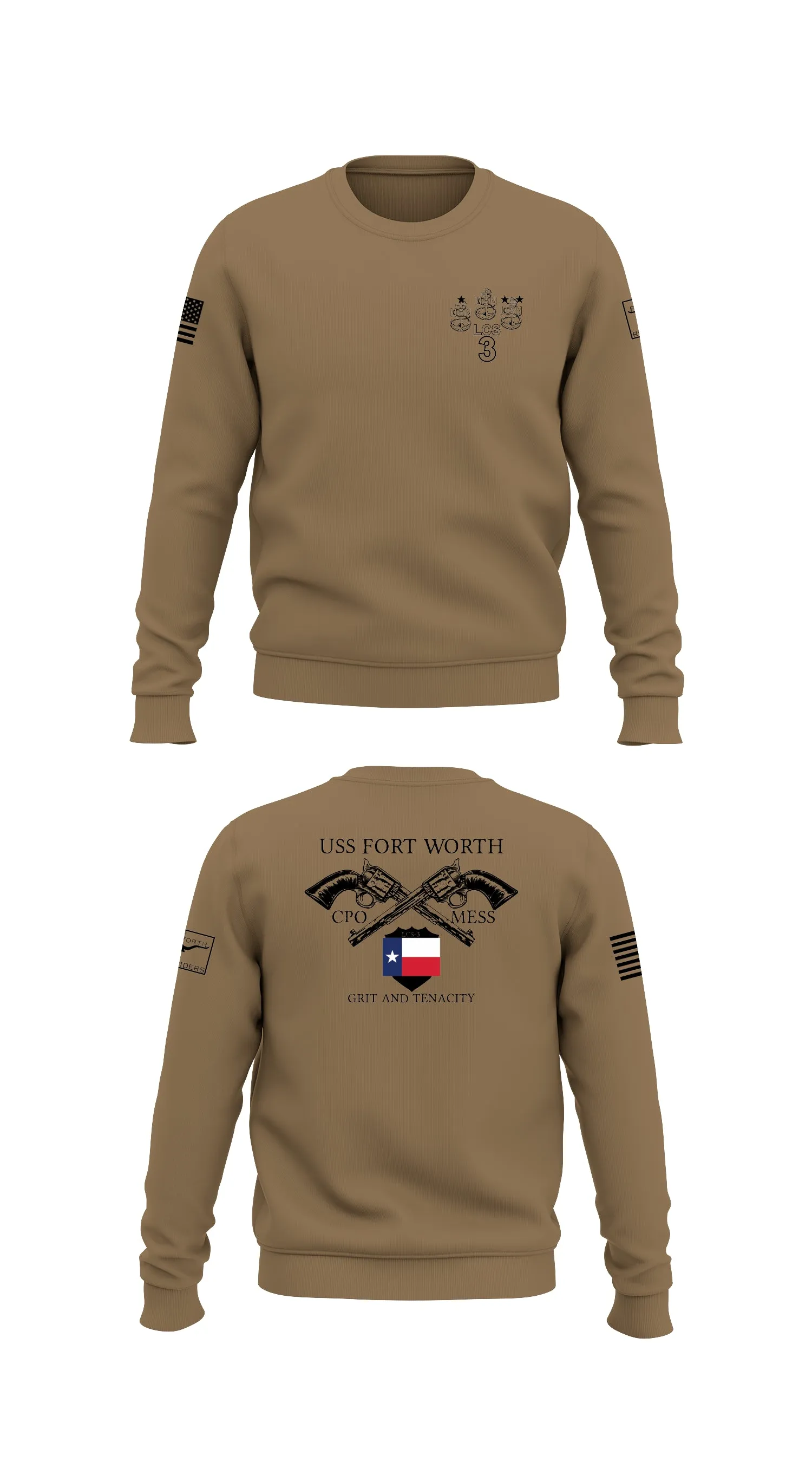 Uss Fort Worth CPO Mess  Store 1 Core Men's Crewneck Performance Sweatshirt - 60783489745