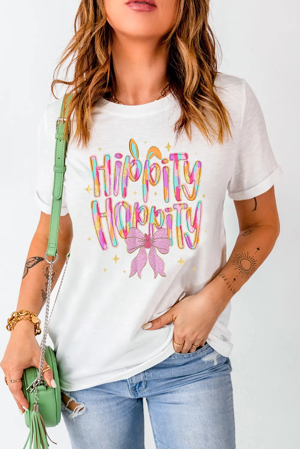 White Hippity Hoppity Graphic Loose Tee