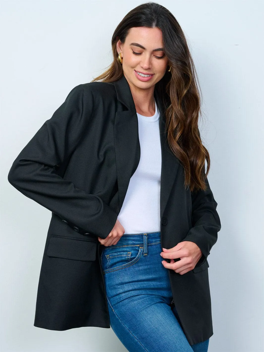 WOMEN'S LONG SLEEVE BUTTON CLOSURE BLAZER
