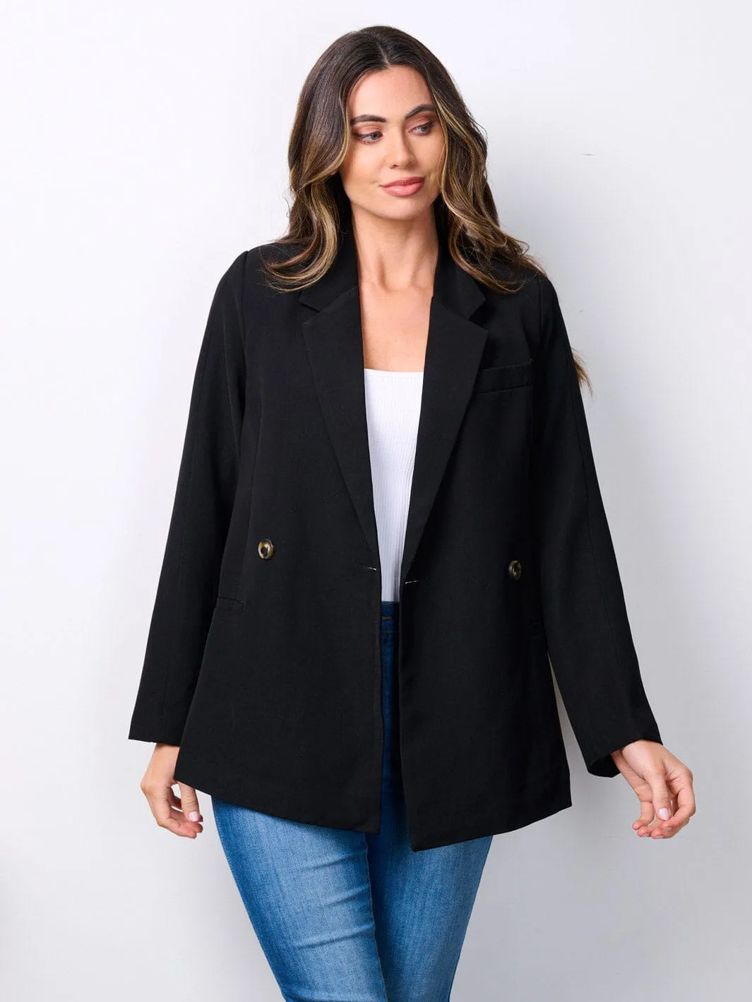 WOMEN'S LONG SLEEVE BUTTON CLOSURE BLAZER