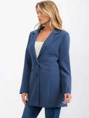 WOMEN'S LONG SLEEVE BUTTON CLOSURE FRONT POCKETS BLAZER