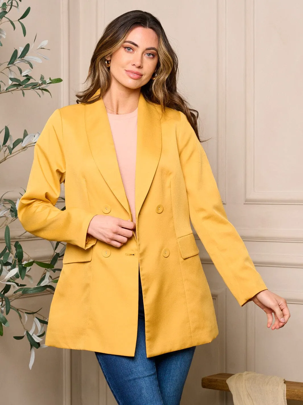 WOMENS LONG SLEEVE BUTTON CLOSURE POCKETS BLAZER