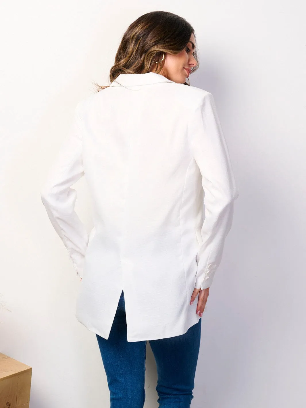 WOMEN'S LONG SLEEVE BUTTON CLOSURE POCKETS BLAZER