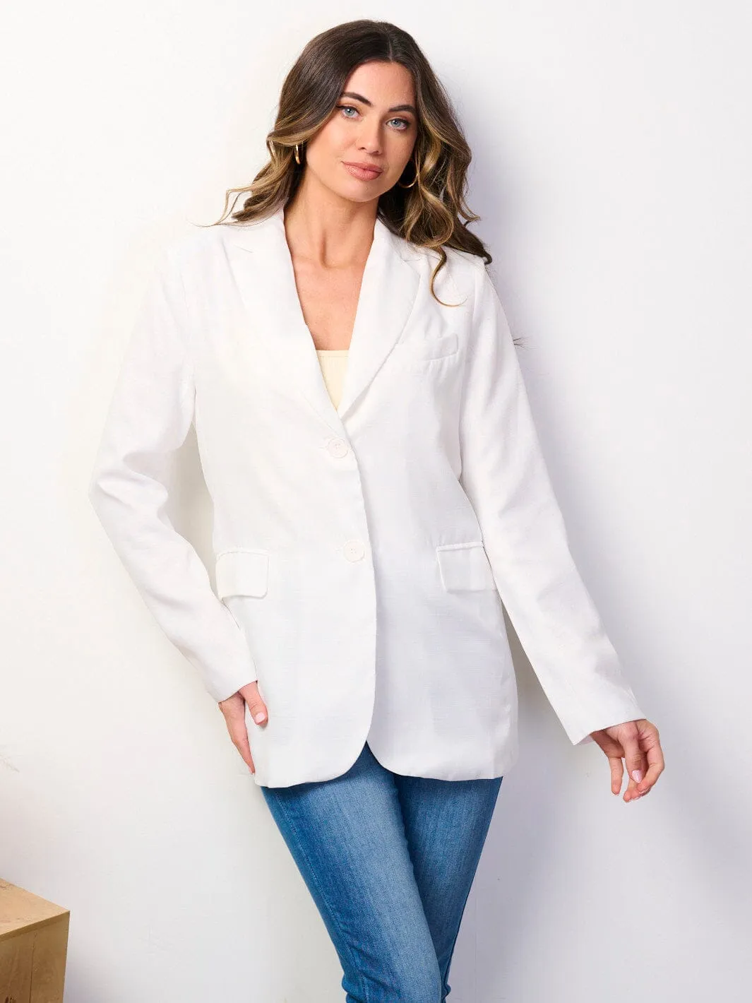 WOMEN'S LONG SLEEVE BUTTON CLOSURE POCKETS BLAZER