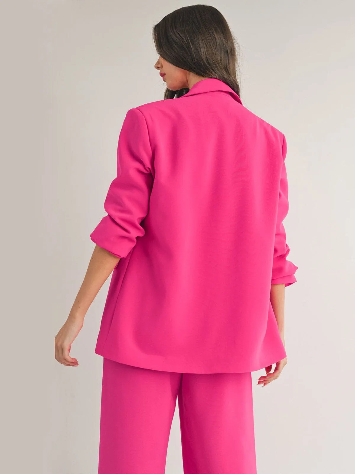 WOMEN'S LONG SLEEVE OPEN BUTTON CLOSURE BLAZER