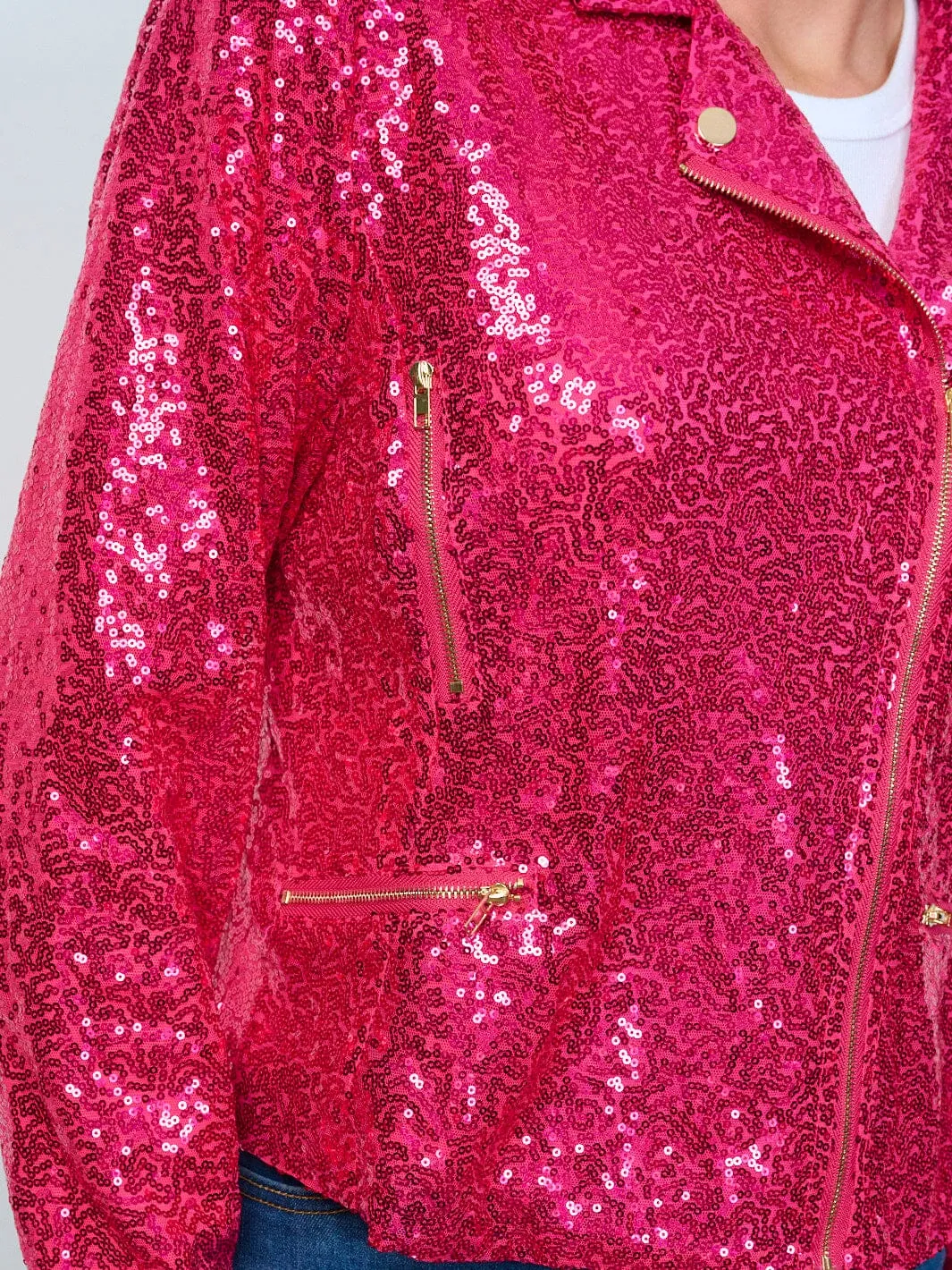 WOMEN'S LONG SLEEVE ZIP UP SEQUINS BLAZER